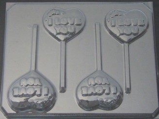 919 I Love You Heart Chocolate or Hard Candy Lollipop Mold